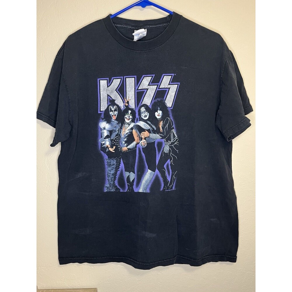 Vintage 2005 KISS Graphic Band T-Shirt Black Tennessee River Tag Size Large